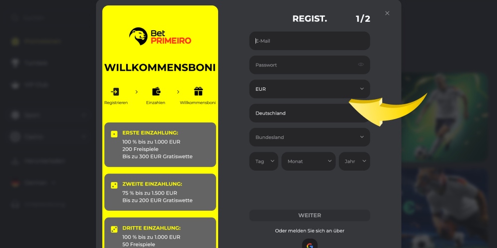 bevorzugte Währung wählen