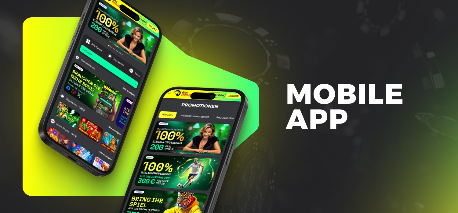 mobile Casino-Anwendung auf Geräten